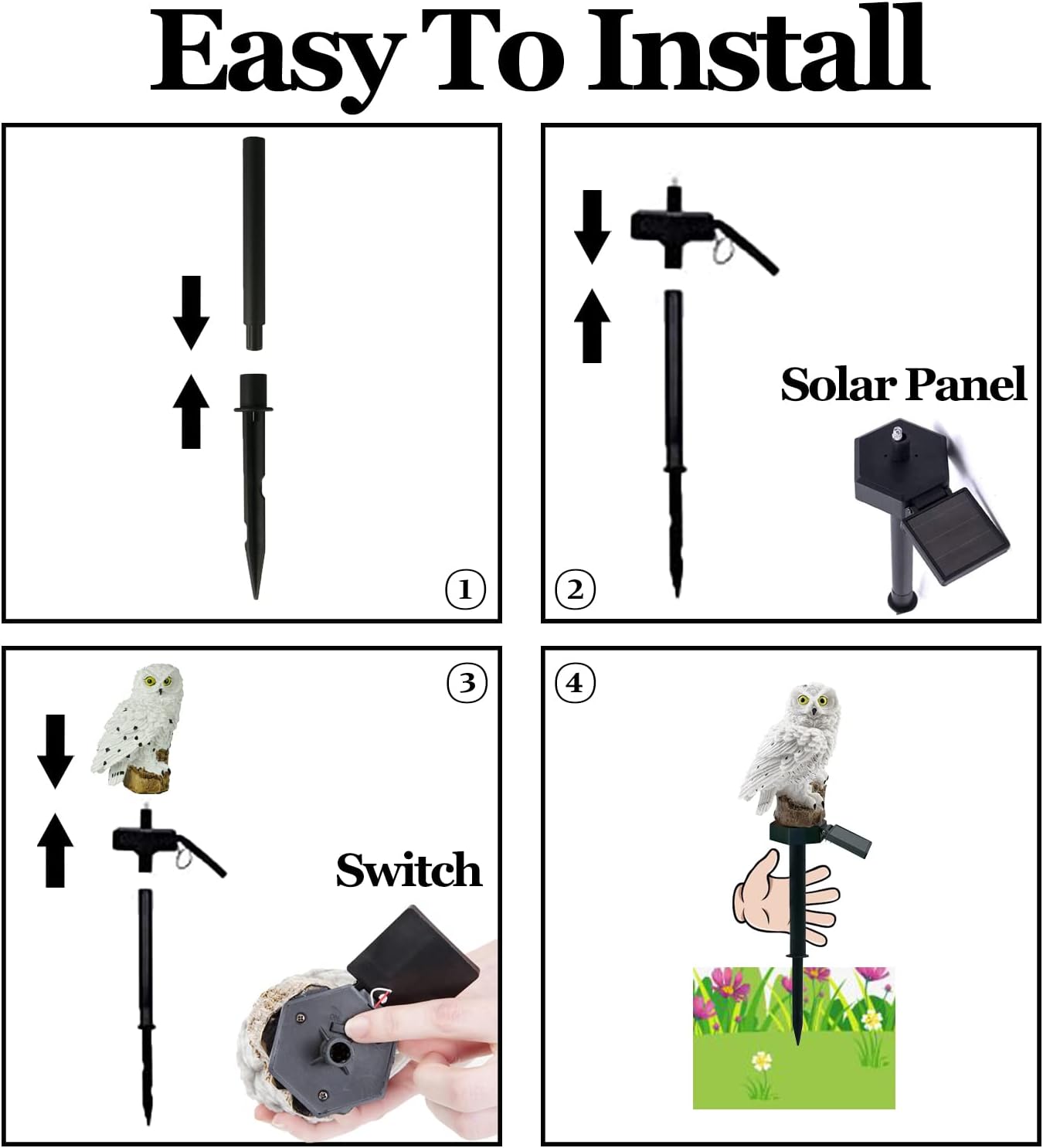 Owl Solar LED Light, Garden Solar Light Outdoor Decor, LED Light for Garden, Patio, Yard, Lawn, Walkway Decoration