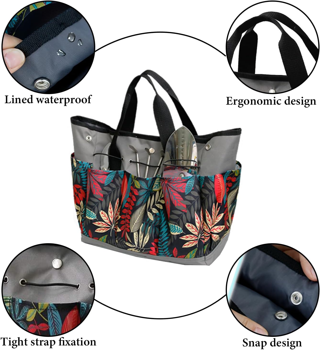 Garden Tool Bag, Garden Tote Storage Bag with 8 Pockets