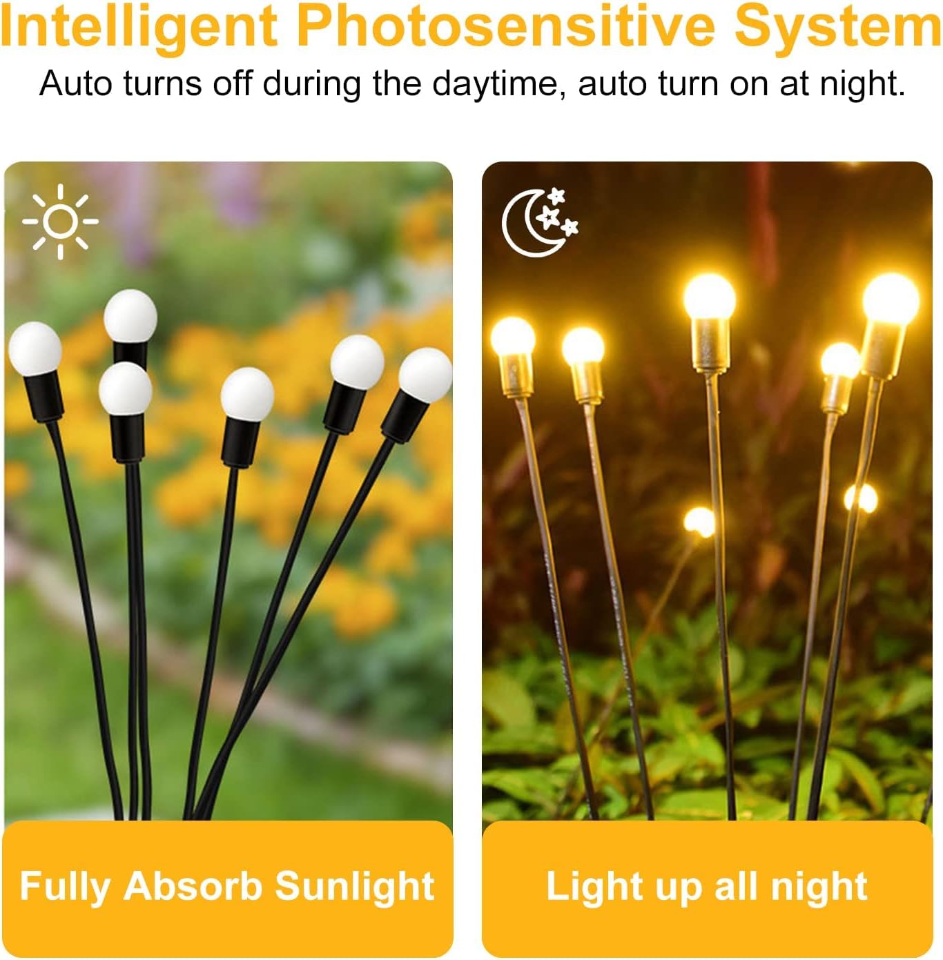 2 Pack Solar Garden Lights, Firefly Lights Outdoor, Waterproof