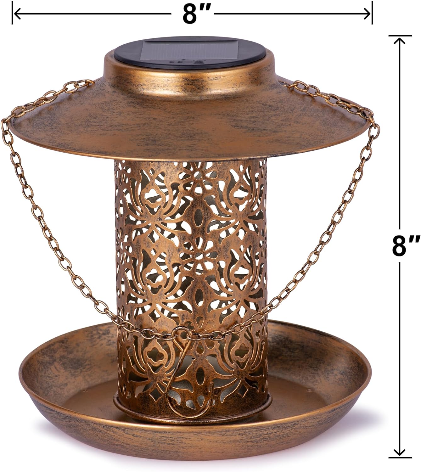 Solar Bird Feeder Outdoor Hanging Garden Lantern Metal Squirrel Proof