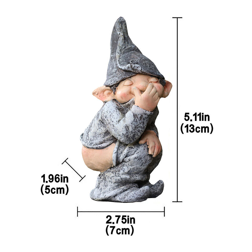 Pooping Garden Gnome Statue Funny Resin Elf Figurines Outdoor Lawn Decor, Dwarf Garden Sculptures and Statues