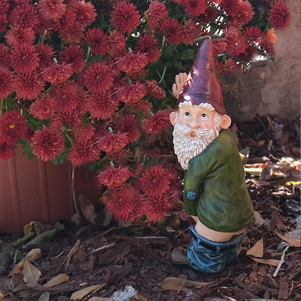 Naughty Garden Gnome Peeing Gnome Statue Funny Garden Figurines for Yard Decor