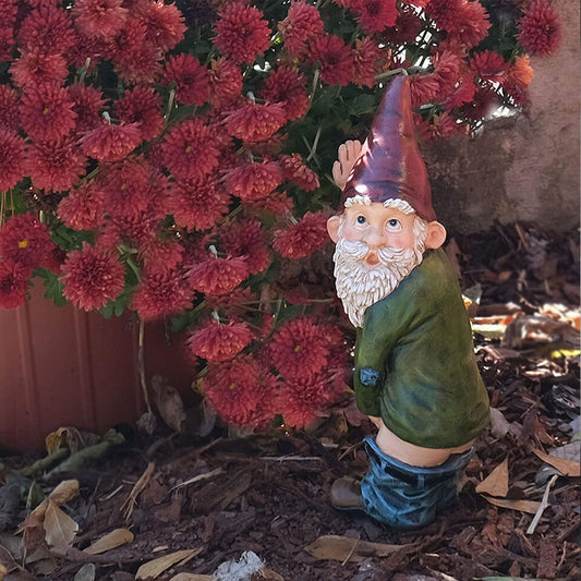 Naughty Garden Gnome Peeing Gnome Statue Funny Garden Figurines for Yard Decor