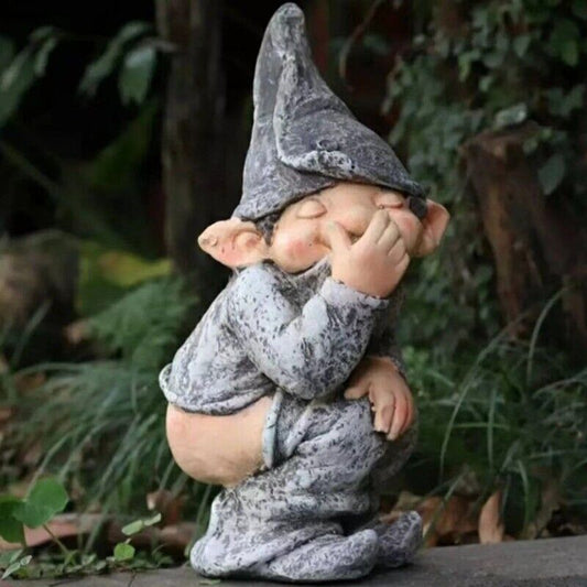 Pooping Garden Gnome Statue Funny Resin Elf Figurines Outdoor Lawn Decor, Dwarf Garden Sculptures and Statues