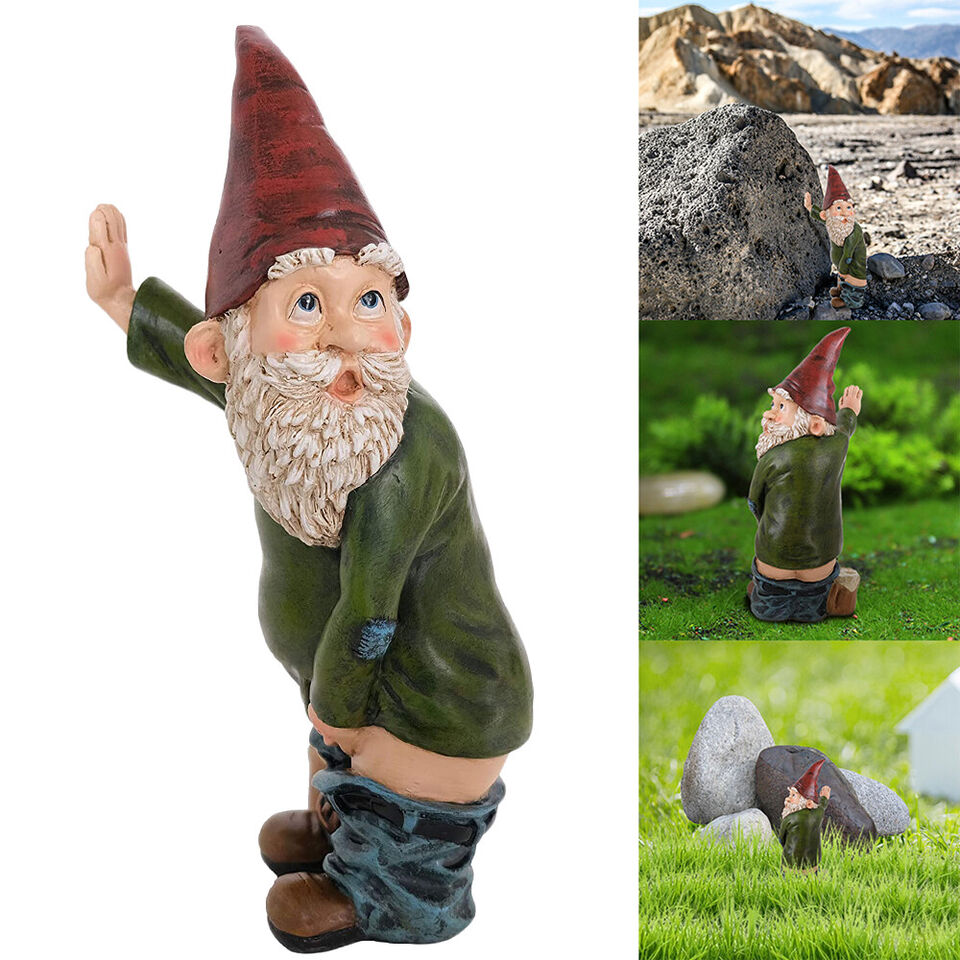 Naughty Garden Gnome Peeing Gnome Statue Funny Garden Figurines for Yard Decor